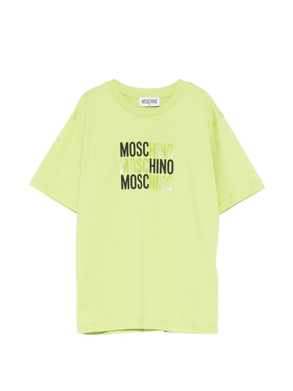 T-shirt per bambino Moschino Kids verde con stampa logo - Rubino Kids
