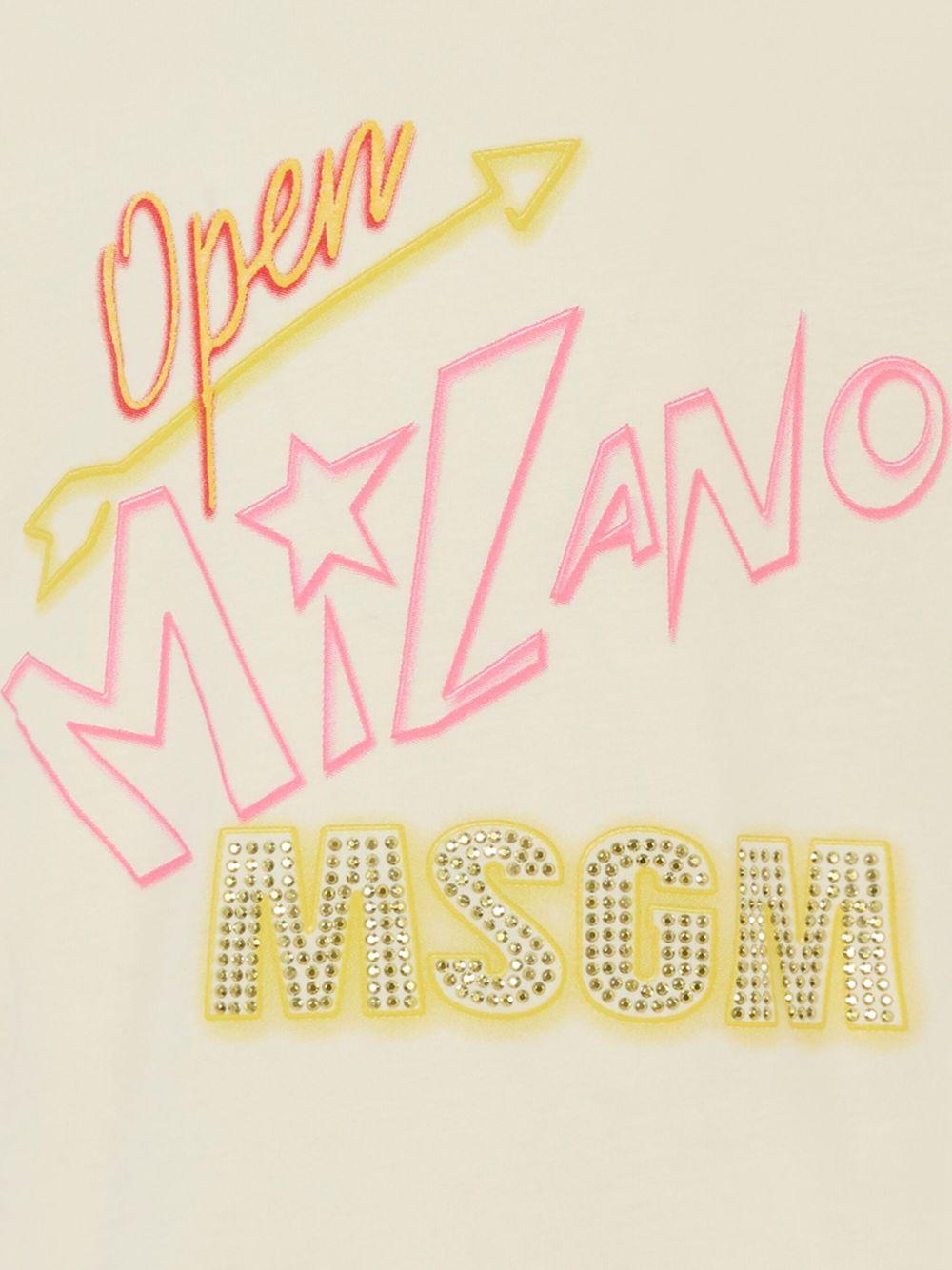 T-shirt per bambino MSGM Kids beige con stampa grafica - Rubino Kids