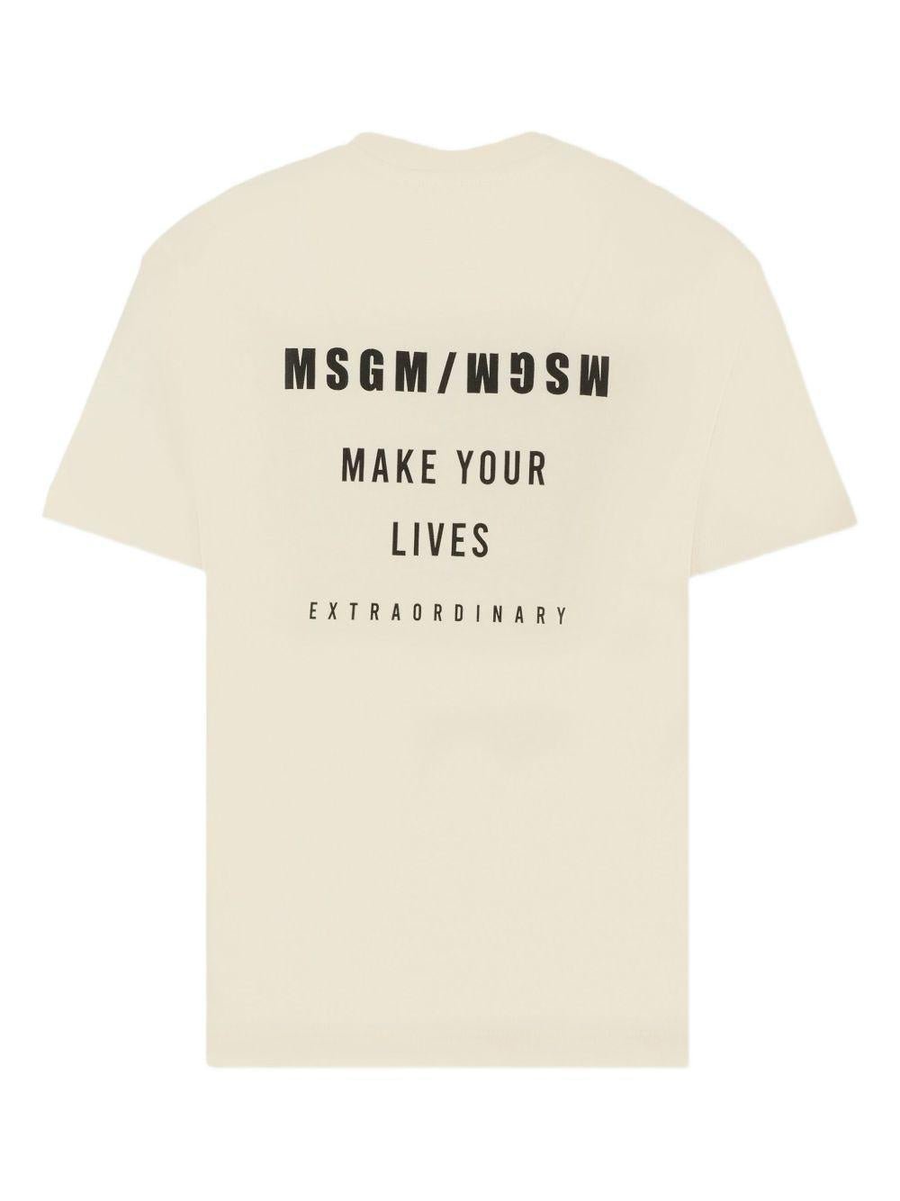 T-shirt per bambino MSGM Kids beige con stampa grafica - Rubino Kids