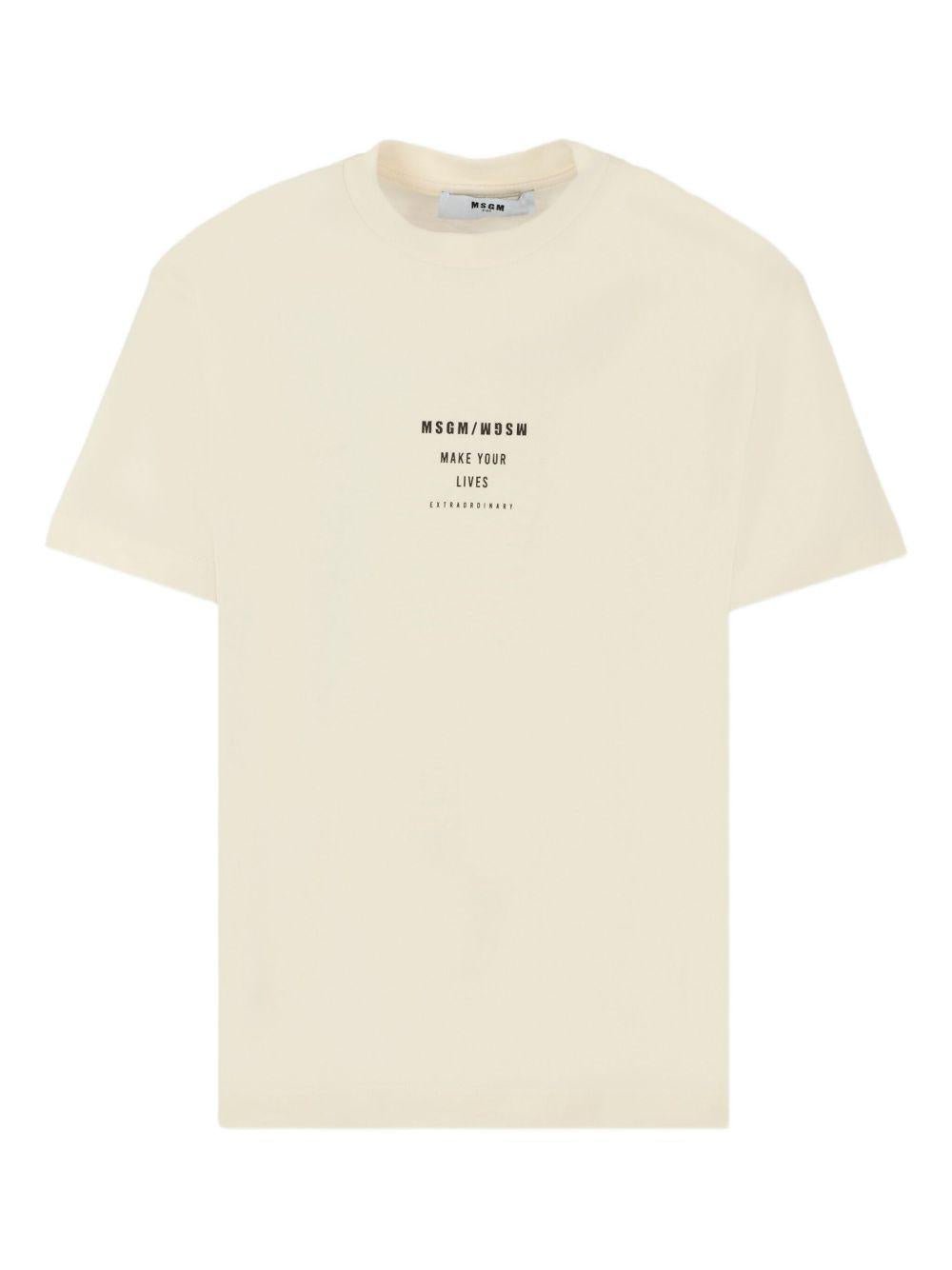 T-shirt per bambino MSGM Kids beige con stampa grafica - Rubino Kids