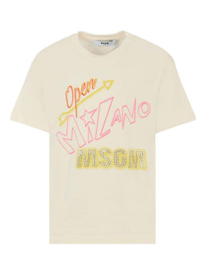 MSGM Kids beige T-shirt with graphic print
