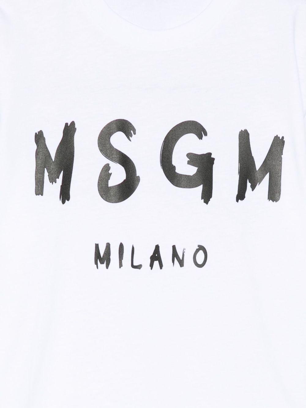 T-shirt per bambino MSGM Kids bianco con stampa logo - Rubino Kids