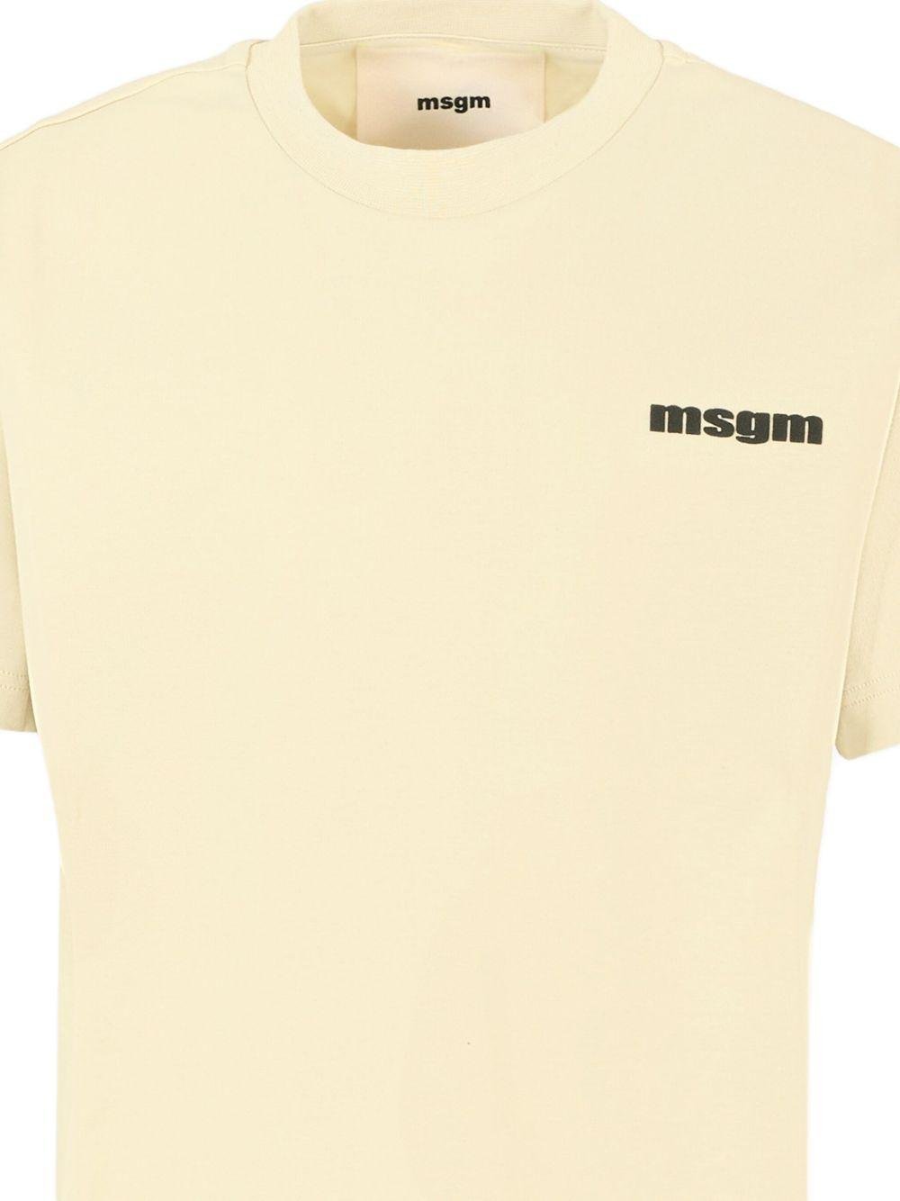 T-shirt per bambino MSGM Kids giallo chiaro con stampa logo - Rubino Kids