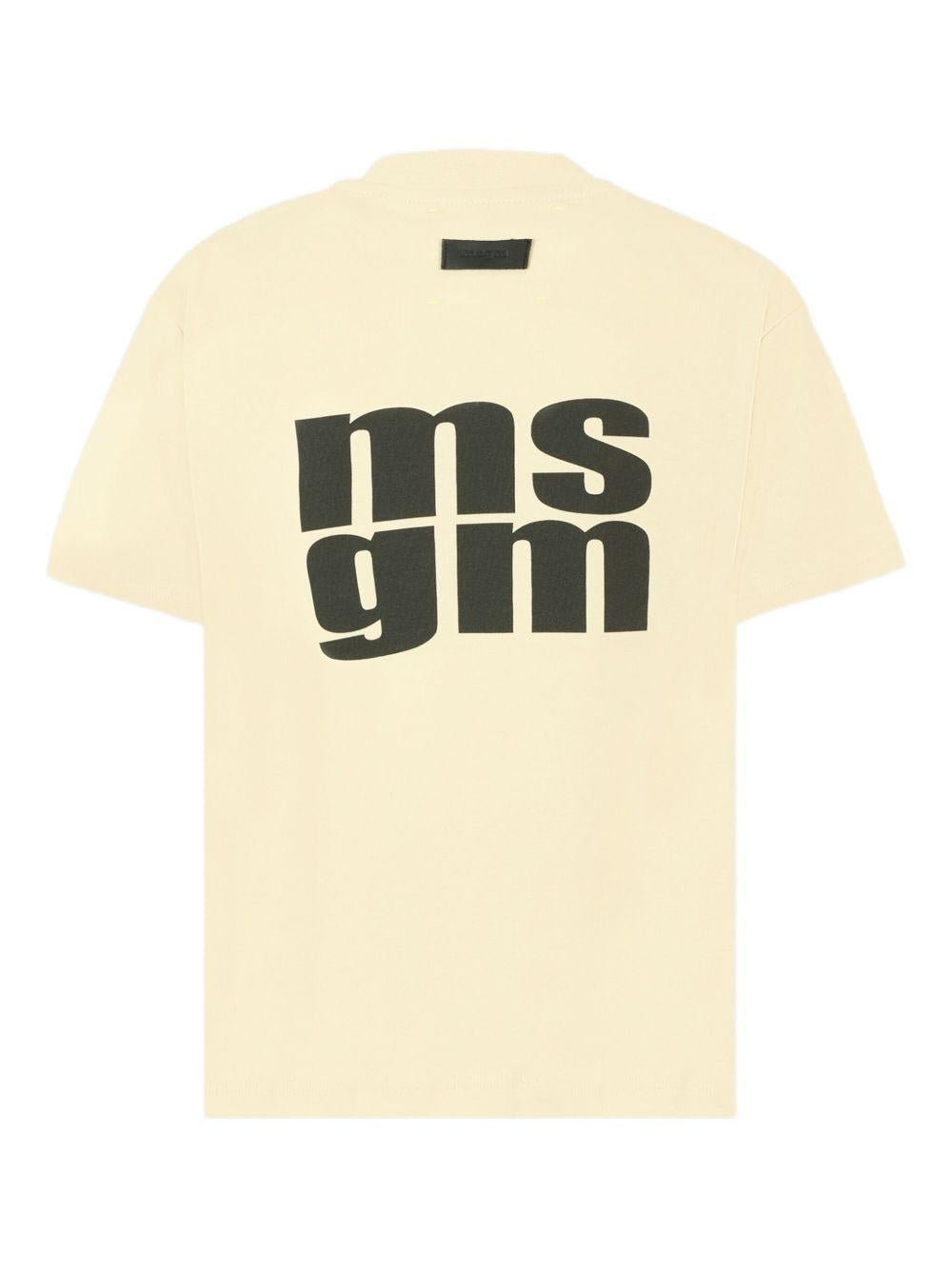 T-shirt per bambino MSGM Kids giallo chiaro con stampa logo - Rubino Kids