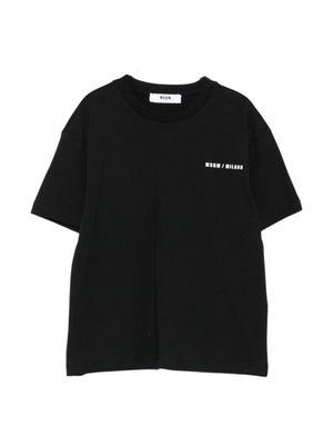 MSGM Kids black T-shirt with logo print