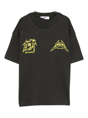 T-shirt per bambino MSGM Kids nero con stampa grafica