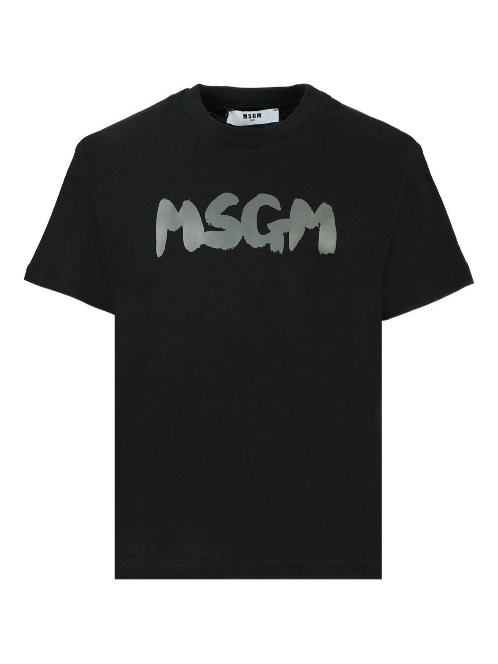 T-shirt per bambino MSGM Kids nero con stampa logo - Rubino Kids