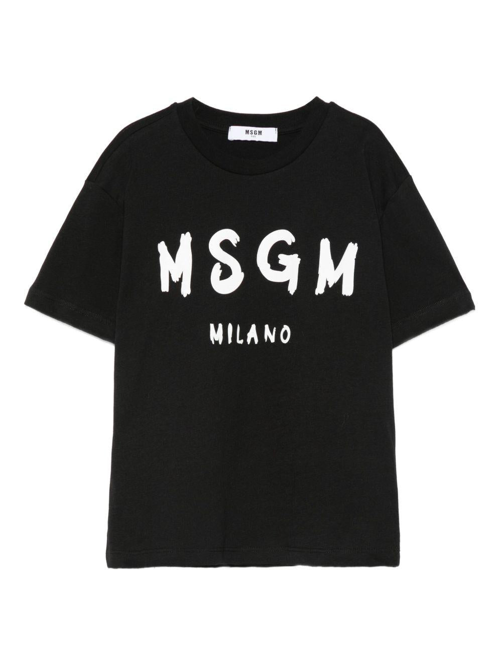 T-shirt per bambino MSGM Kids nero con stampa logo - Rubino Kids