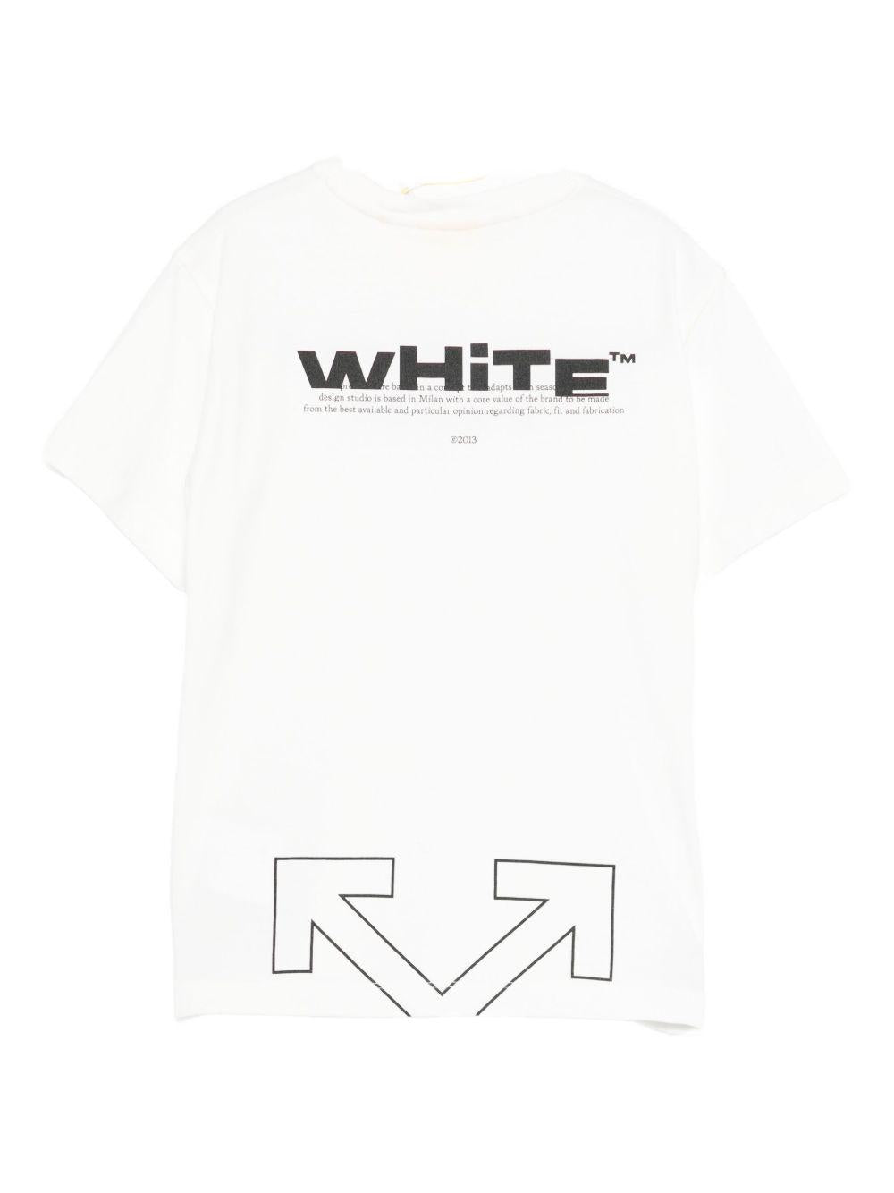 T-shirt per bambino Off - White Kids bianca con logo sul davanti - Rubino Kids