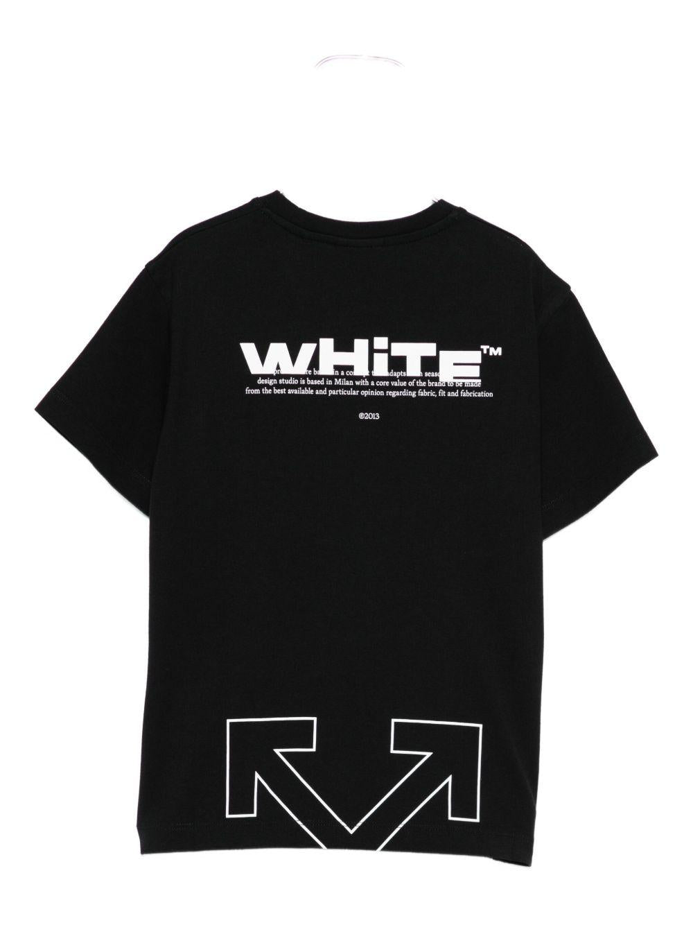 T-shirt per bambino Off - White Kids nera con logo sul davanti - Rubino Kids