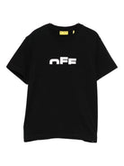 T-shirt per bambino Off - White Kids nera con logo sul davanti - Rubino Kids