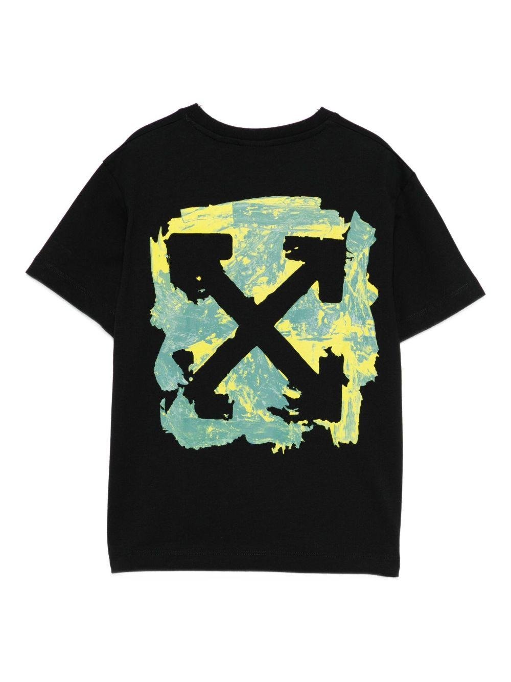 T-shirt per bambino Off - White Kids nera con logo sul davanti - Rubino Kids