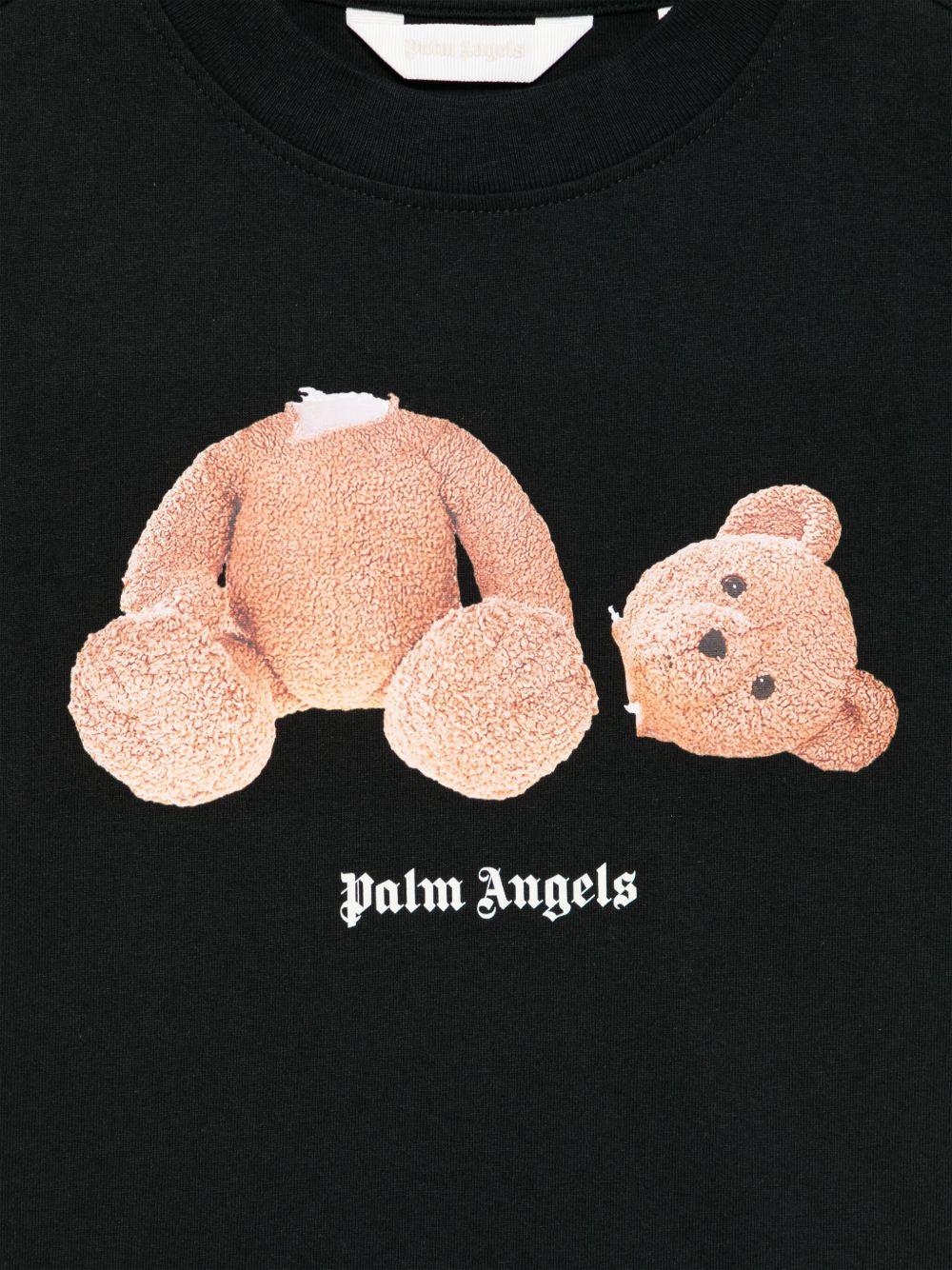 T-shirt per bambino Palm Angels Kids nero con stampa grafica orsetto - Rubino Kids