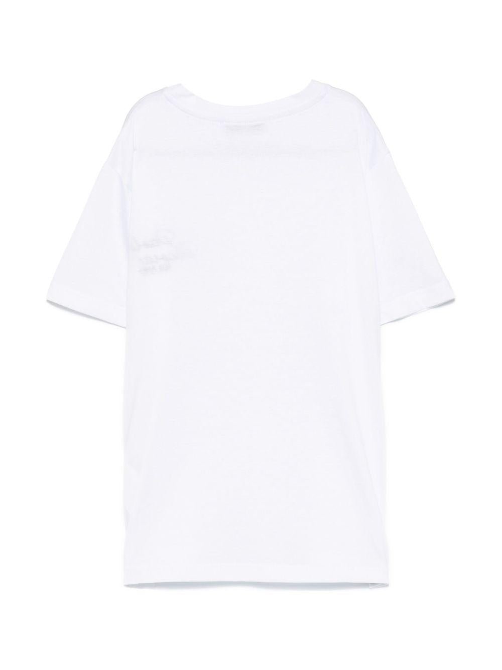 T-shirt per bambino Paolo Pecora Kids bianco con logo ricamato a contrasto - Rubino Kids