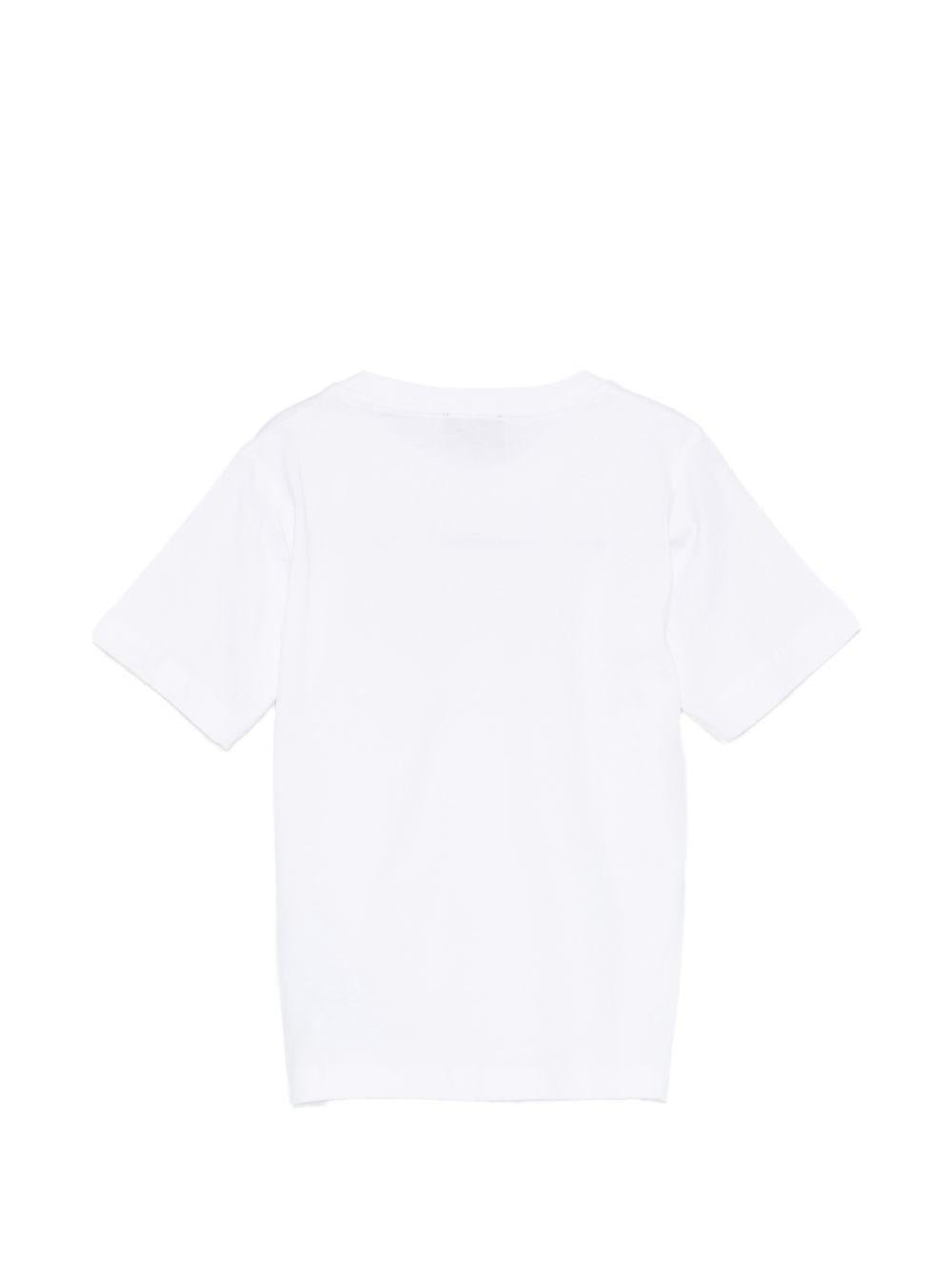 T-shirt per bambino Paul & Shark Kids bianca con stampa logo e squalo sul davanti - Rubino Kids