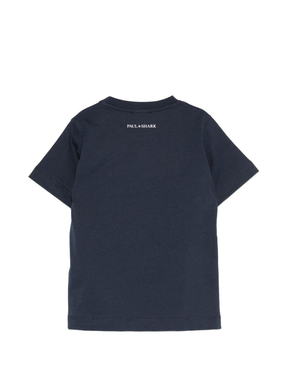 T-shirt per bambino Paul & Shark Kids blu con dettaglio squalo sul davanti - Rubino Kids