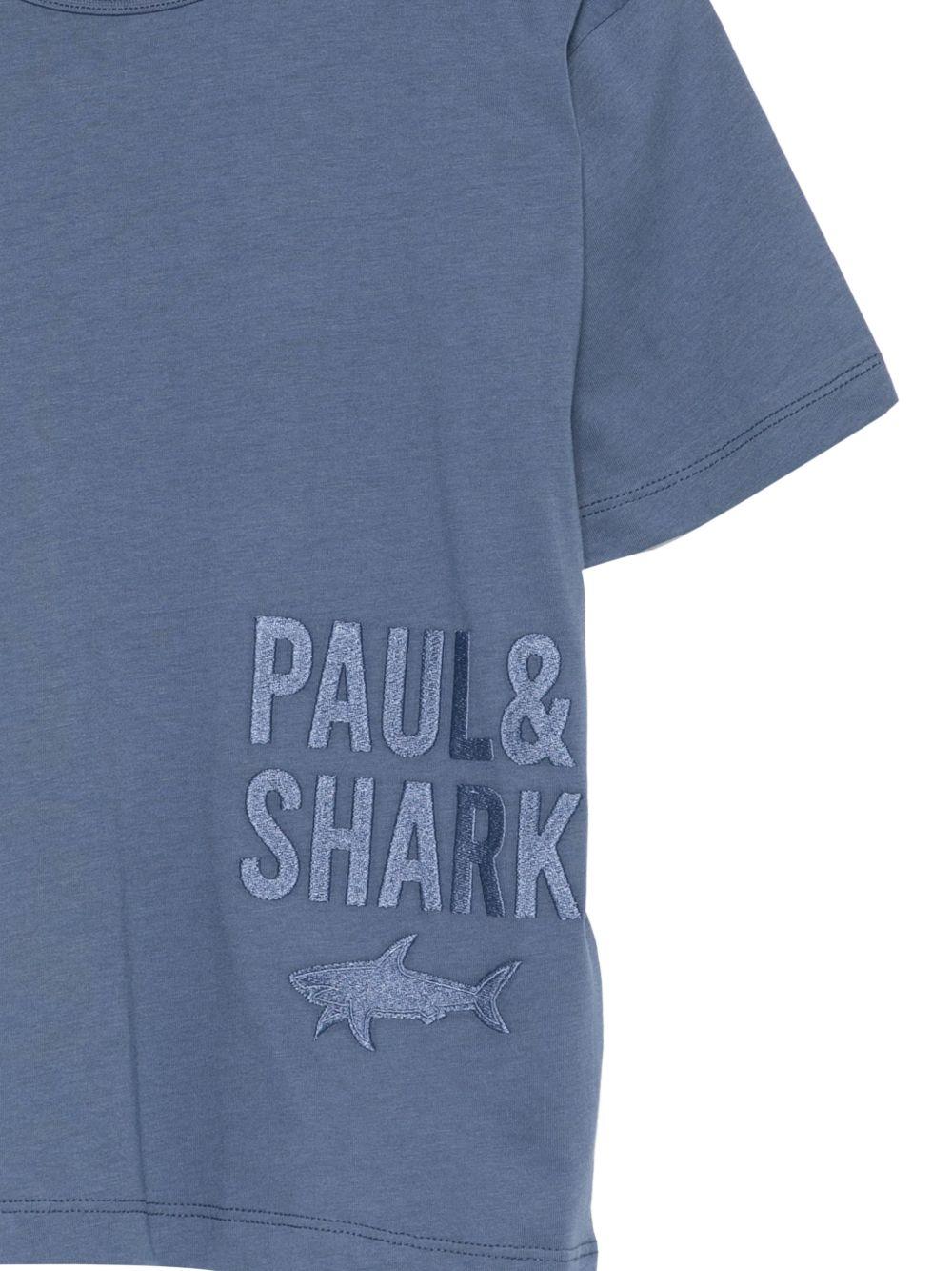 T-shirt per bambino Paul & Shark Kids blu con logo sul davanti - Rubino Kids