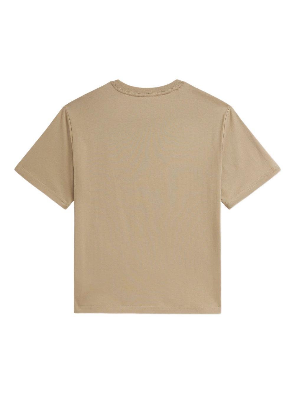 T-shirt per bambino Polo Ralph Lauren Kids beige con caratteristico motivo Polo Pony - Rubino Kids