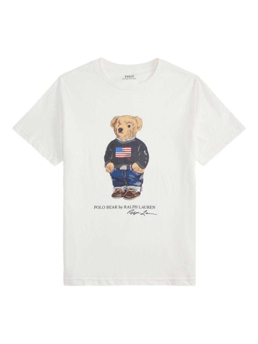 T-shirt per bambino Polo Ralph Lauren Kids bianco con stampa grafica - Rubino Kids