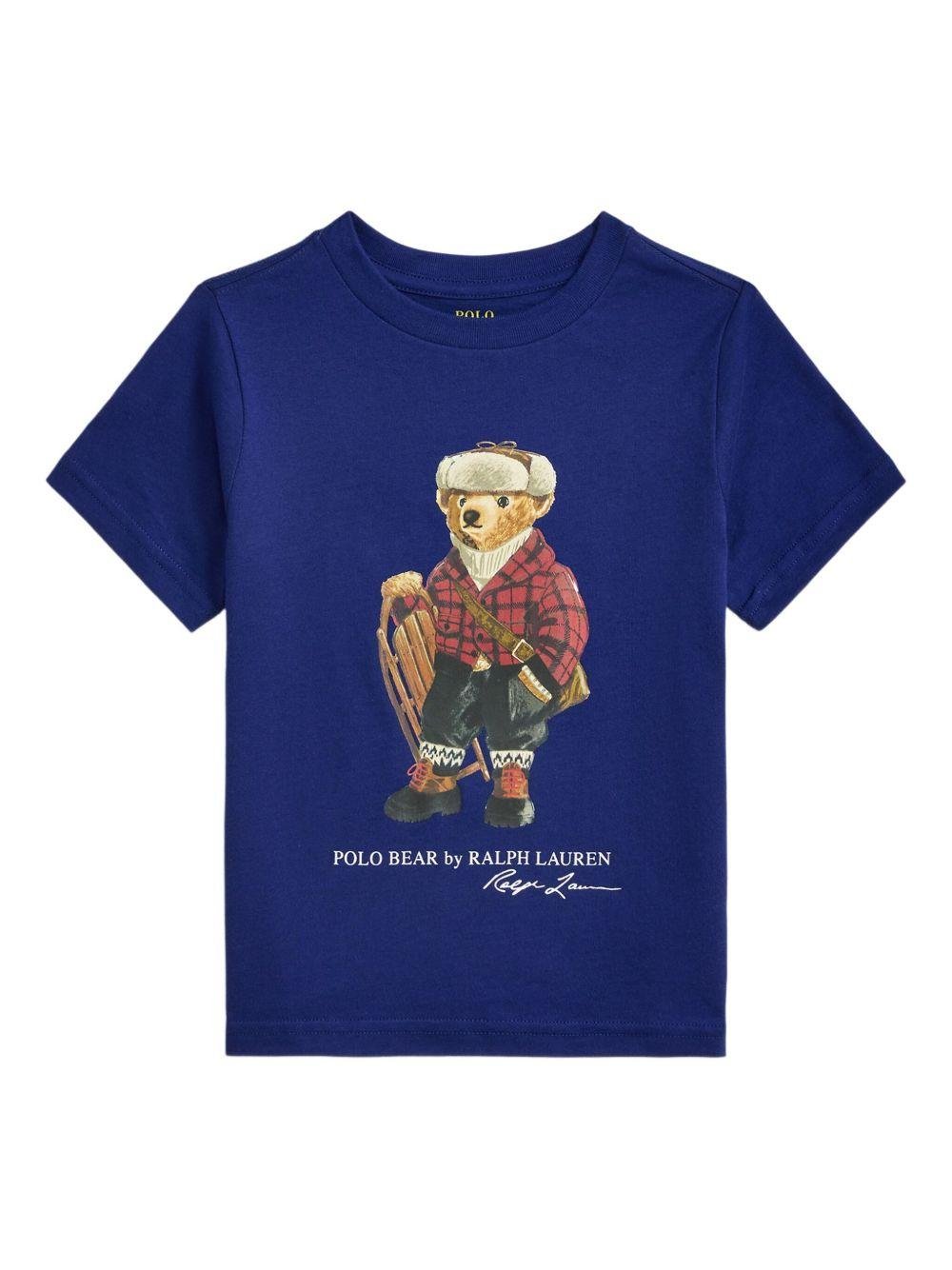 T-shirt per bambino Polo Ralph Lauren Kids blu con stampa Polo Bear - Rubino Kids