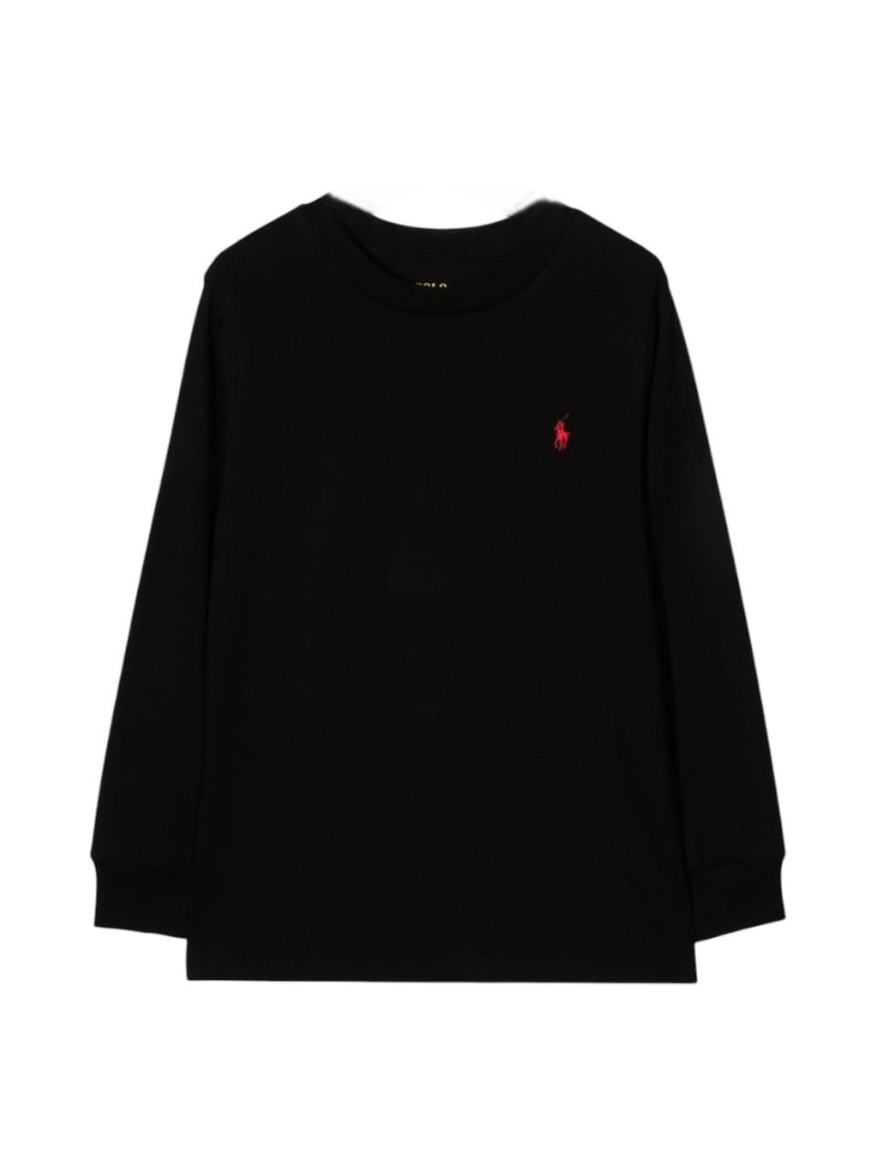 T-shirt per bambino Polo Ralph Lauren Kids nera con caratteristico motivo Polo Pony - Rubino Kids