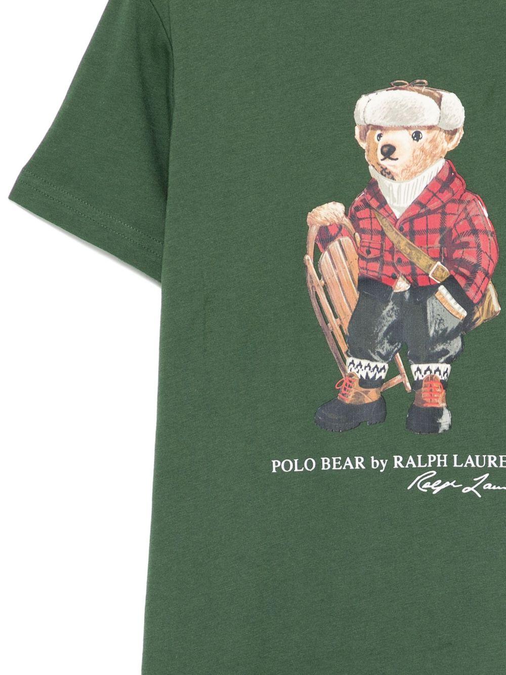 T-shirt per bambino Polo Ralph Lauren Kids verde con motivo Polo Bear - Rubino Kids
