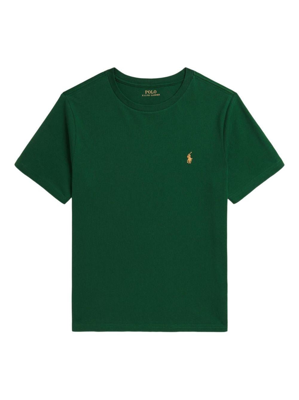 T-shirt per bambino Ralph Lauren Kids verde con logo ricamato - Rubino Kids