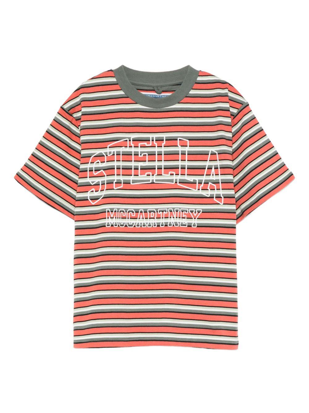 T-shirt per bambino Stella McCartney Kids multicolore con logo a righe - Rubino Kids