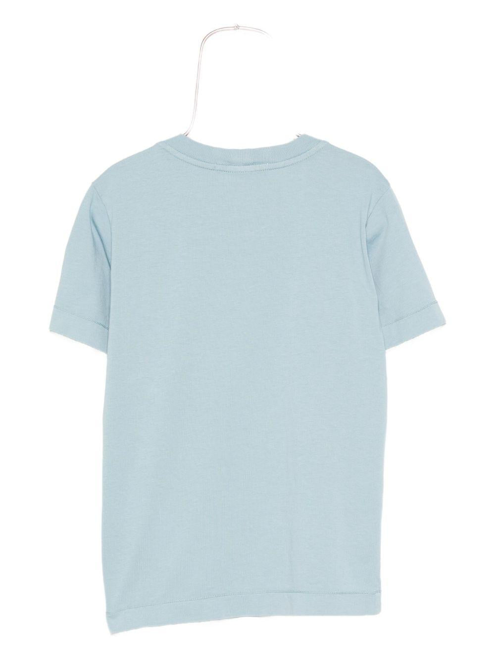 T-shirt per bambino Stone Island Junior azzurro con toppa con logo - Rubino Kids