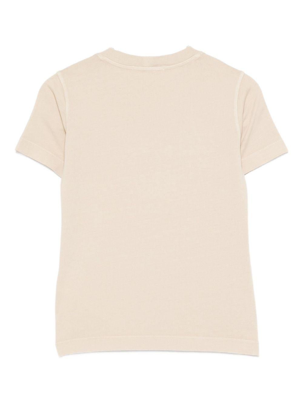 T-shirt per bambino Stone Island Junior beige con caratteristico logo sul davanti - Rubino Kids