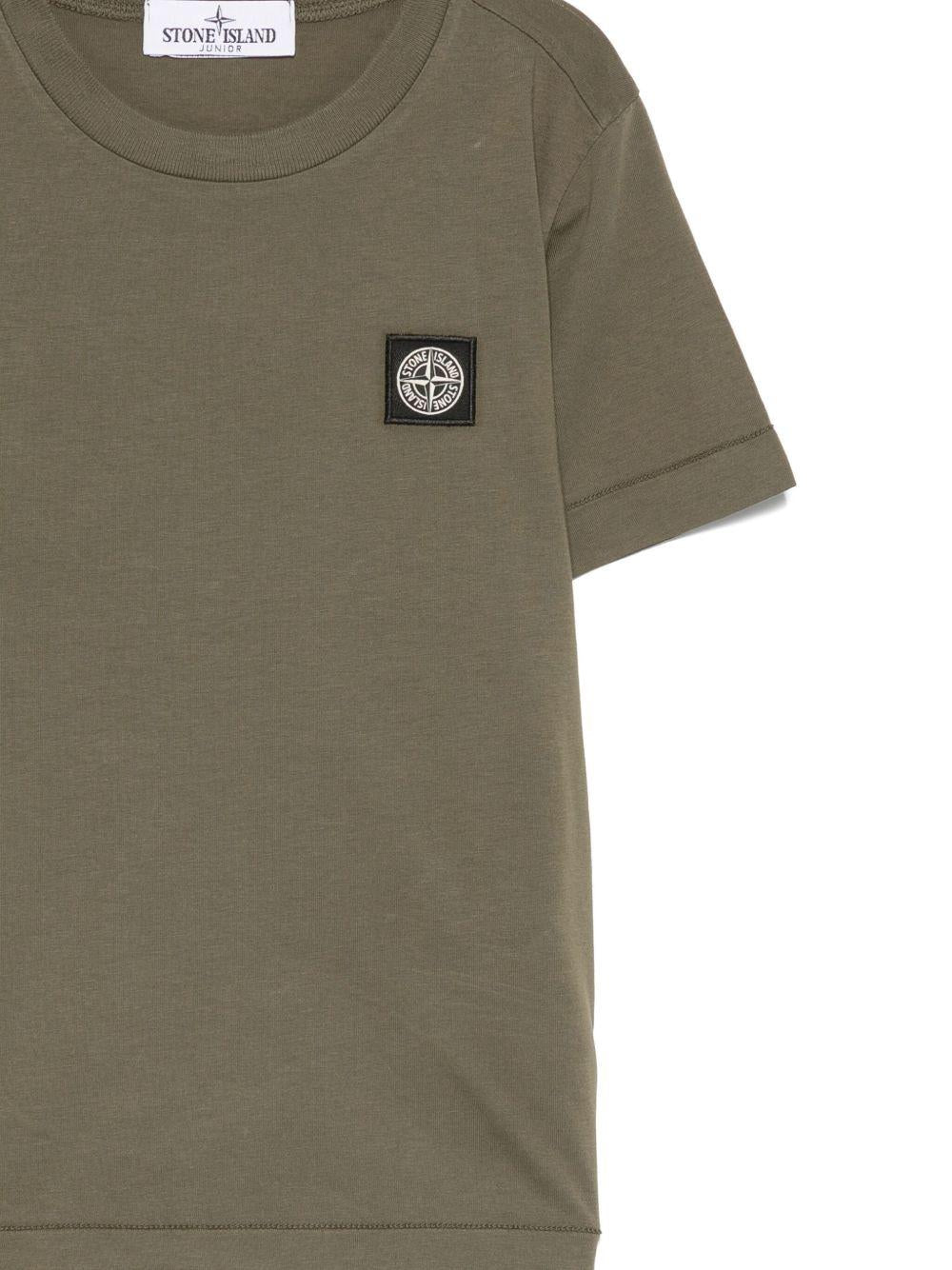 T-shirt per bambino Stone Island Junior verde con toppa a forma di bussola - Rubino Kids