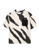 T-shirt per bambino The Marc Jacobs Kids bianco con stampa zebrata e tasca - Rubino Kids