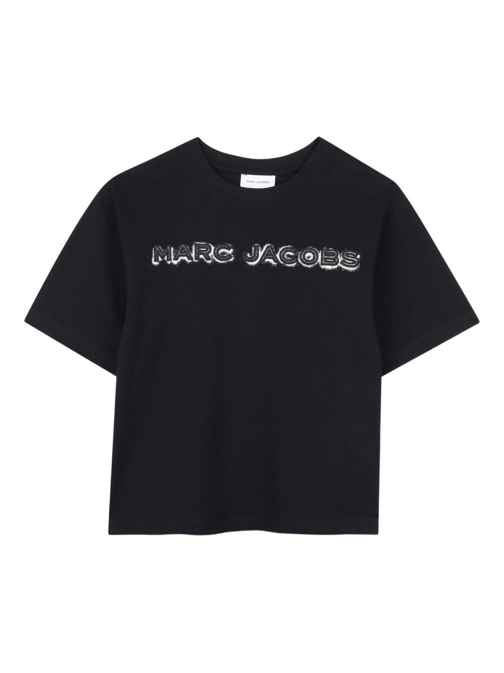 T-shirt per bambino The Marc Jacobs Kids nero con logo sul davanti - Rubino Kids