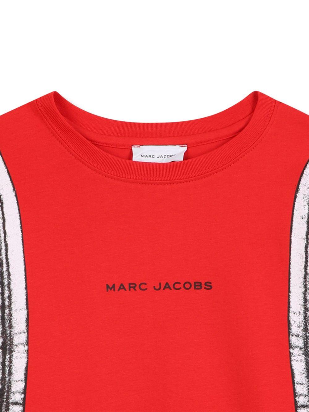 T-shirt per bambino The Marc Jacobs Kids rosso con stampa grafica sul retro - Rubino Kids