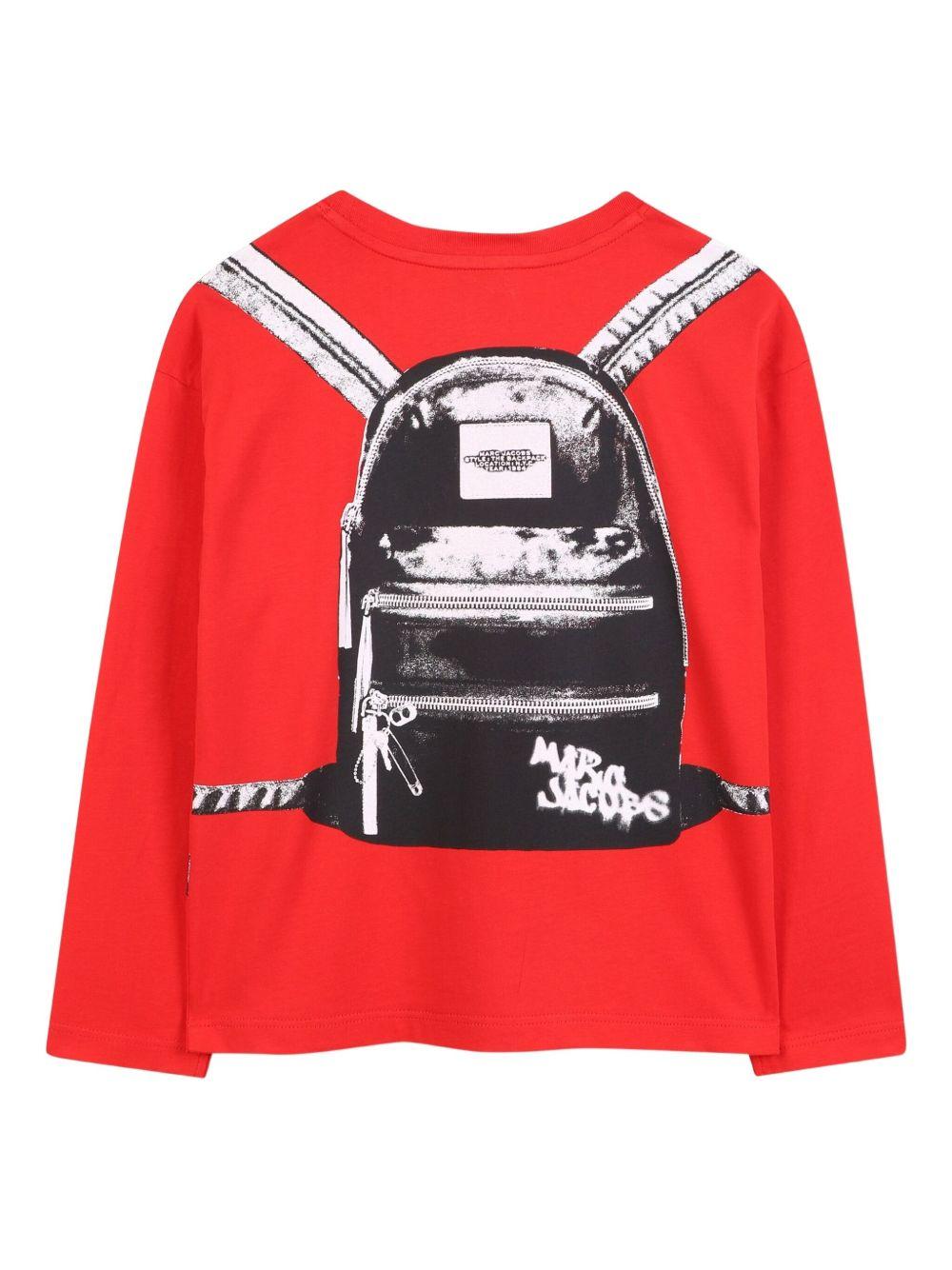 T-shirt per bambino The Marc Jacobs Kids rosso con stampa grafica sul retro - Rubino Kids