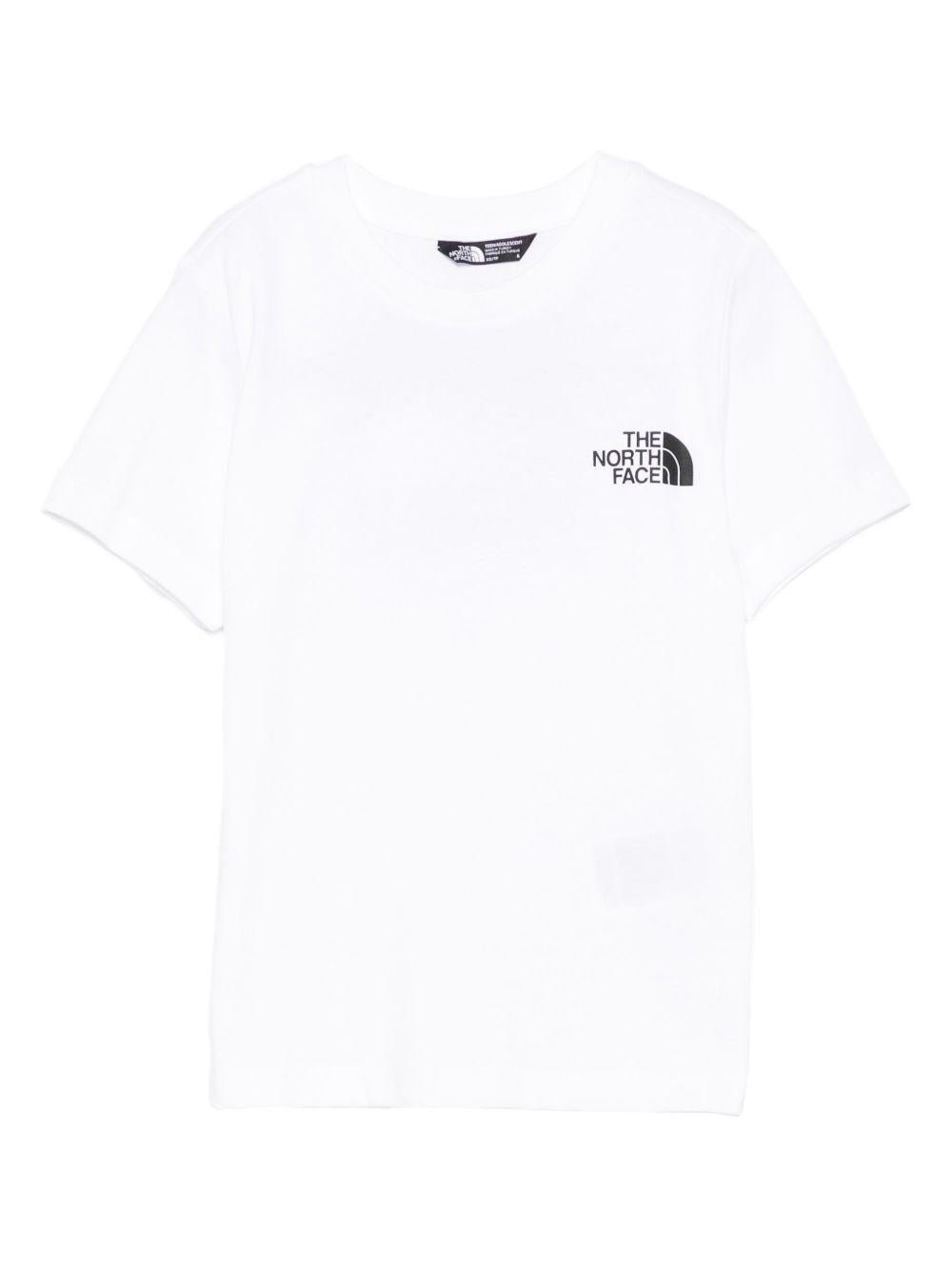 T-shirt per bambino The North Face Kids bianco con logo sul petto - Rubino Kids