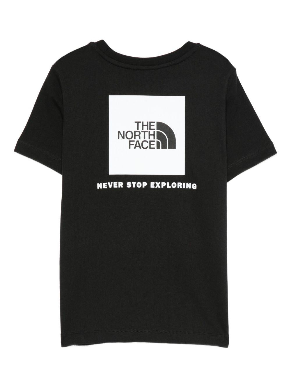 T-shirt per bambino The North Face Kids nero con logo sul petto - Rubino Kids