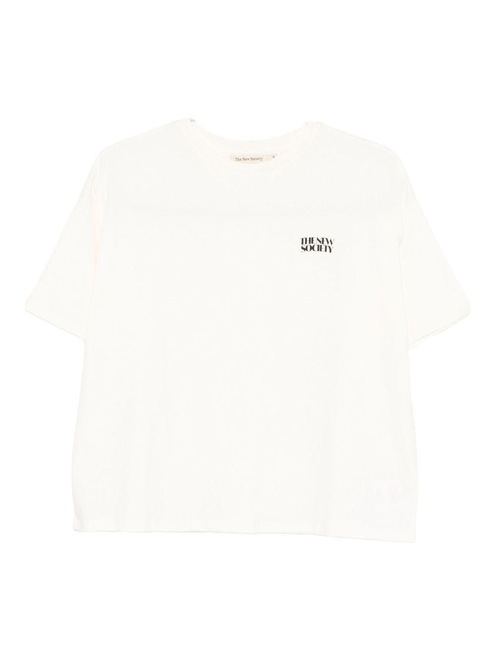 T-shirt per donna The New Society bianca con logo ricamato - Rubino Kids