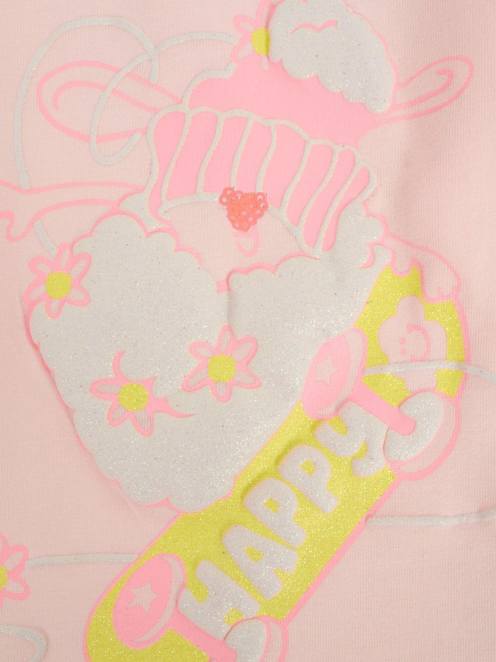 T-shirt per neonata Billieblush rosa con stampa in rilievo - Rubino Kids