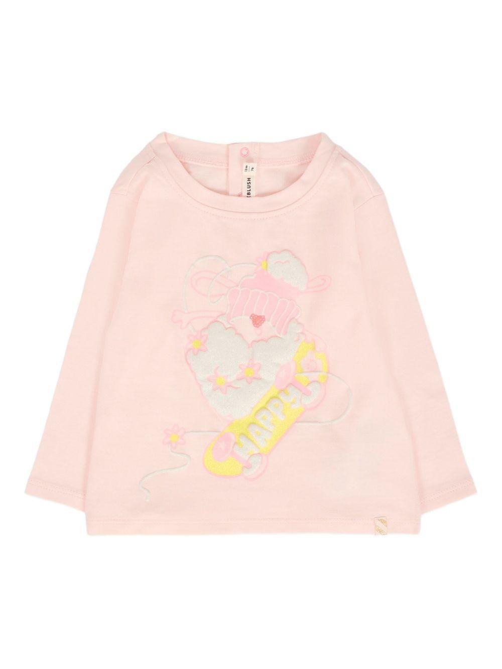 T-shirt per neonata Billieblush rosa con stampa in rilievo - Rubino Kids