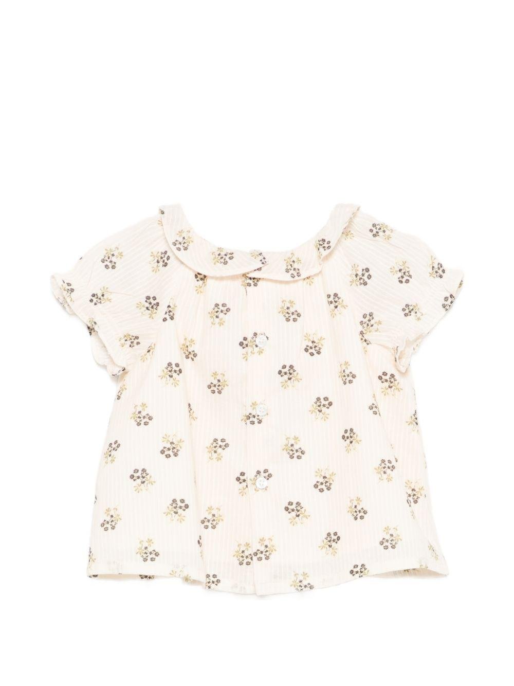 T-shirt per neonata Bonpoint beige con stampa fiori all - over - Rubino Kids