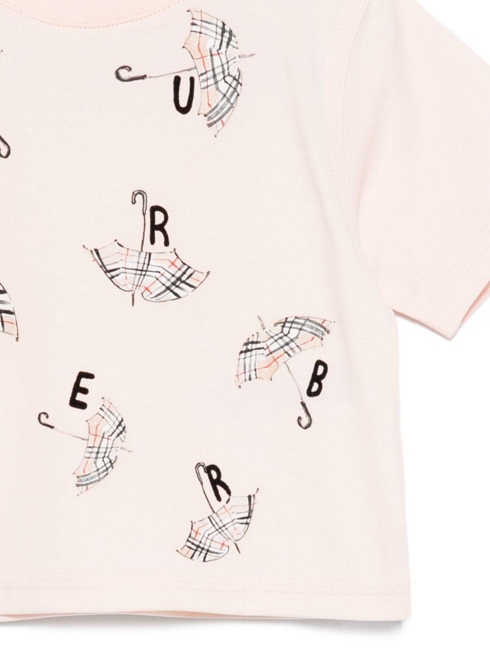 T-shirt per neonata Burberry Kids rosa con stampa con ombrelli - Rubino Kids