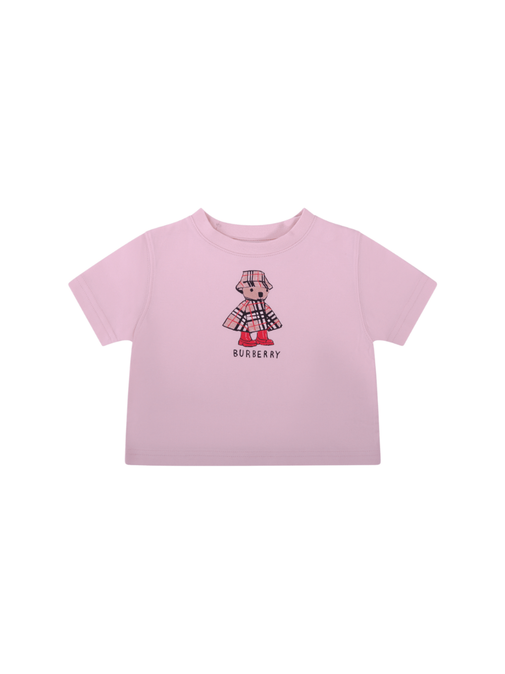 T-shirt per neonata Burberry Kids rosa con stampa orsetto e logo sul davanti - Rubino Kids