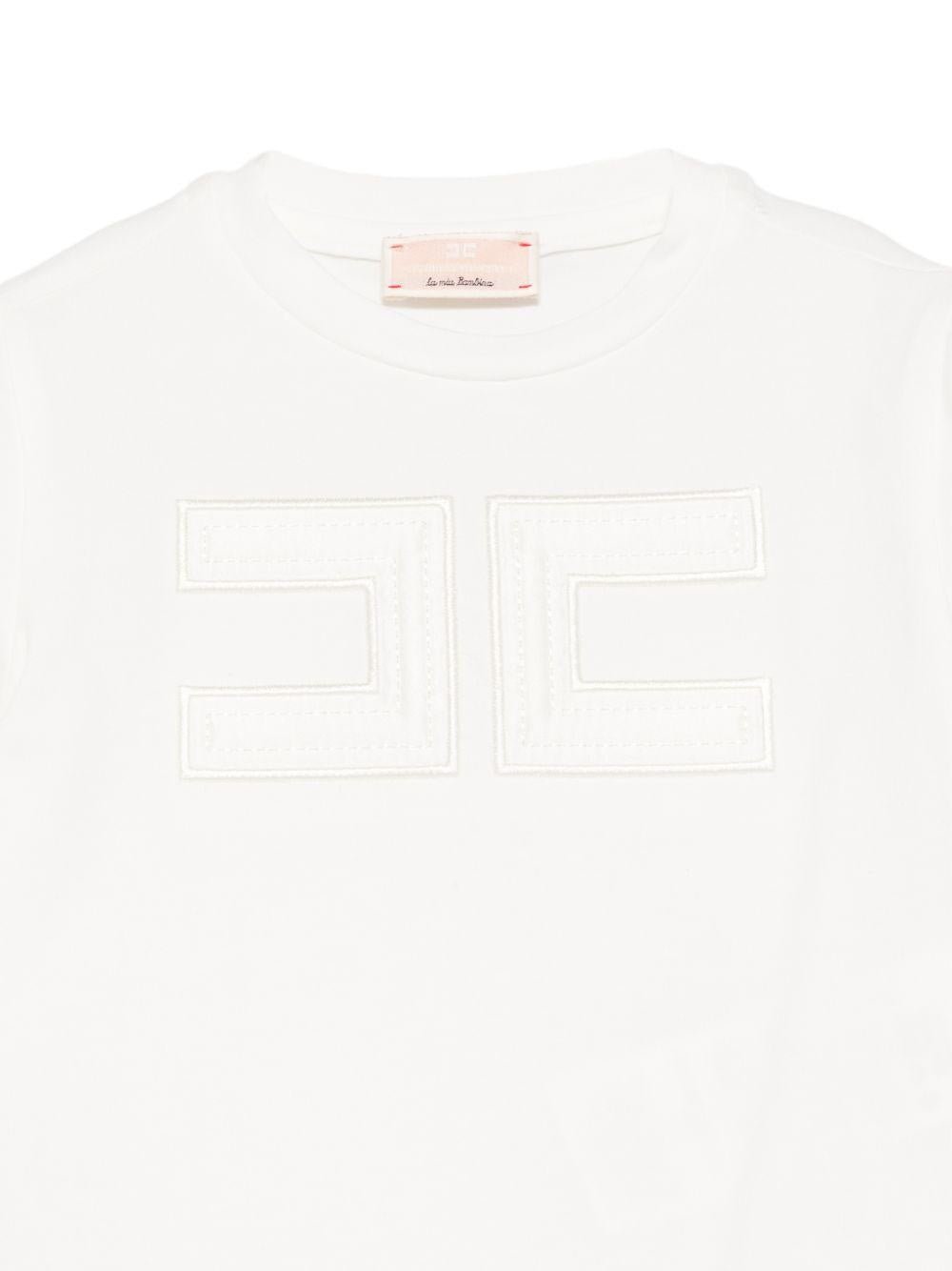 T-shirt per neonata Elisabetta Franchi La Mia Bambina bianca con dettaglio logo - Rubino Kids