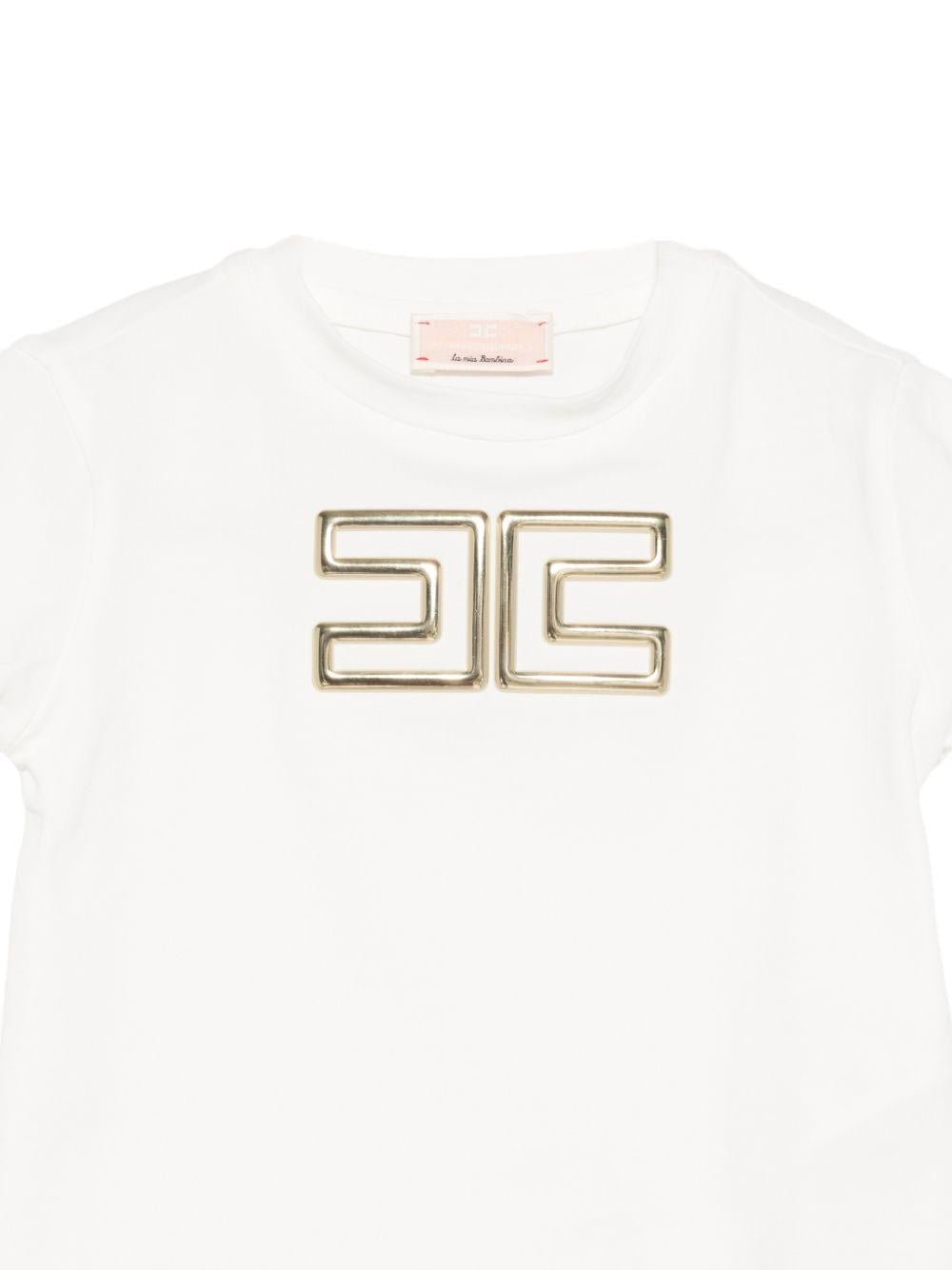 T-shirt per neonata Elisabetta Franchi La Mia Bambina bianca con dettaglio logo - Rubino Kids