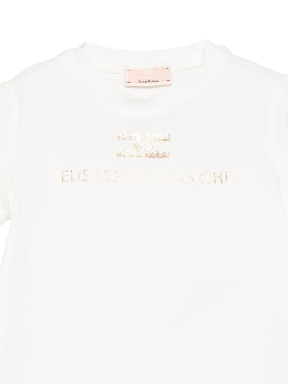 T-shirt per neonata Elisabetta Franchi La Mia Bambina bianca con dettaglio logo - Rubino Kids