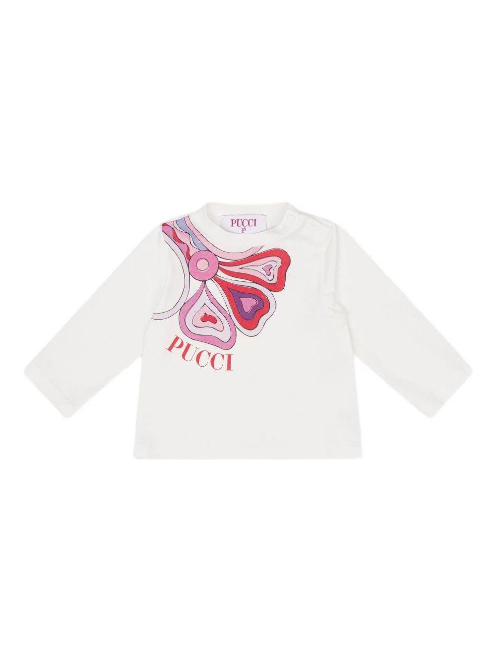 T-shirt per neonata Emilio Pucci Junior bianco con stampa - Rubino Kids