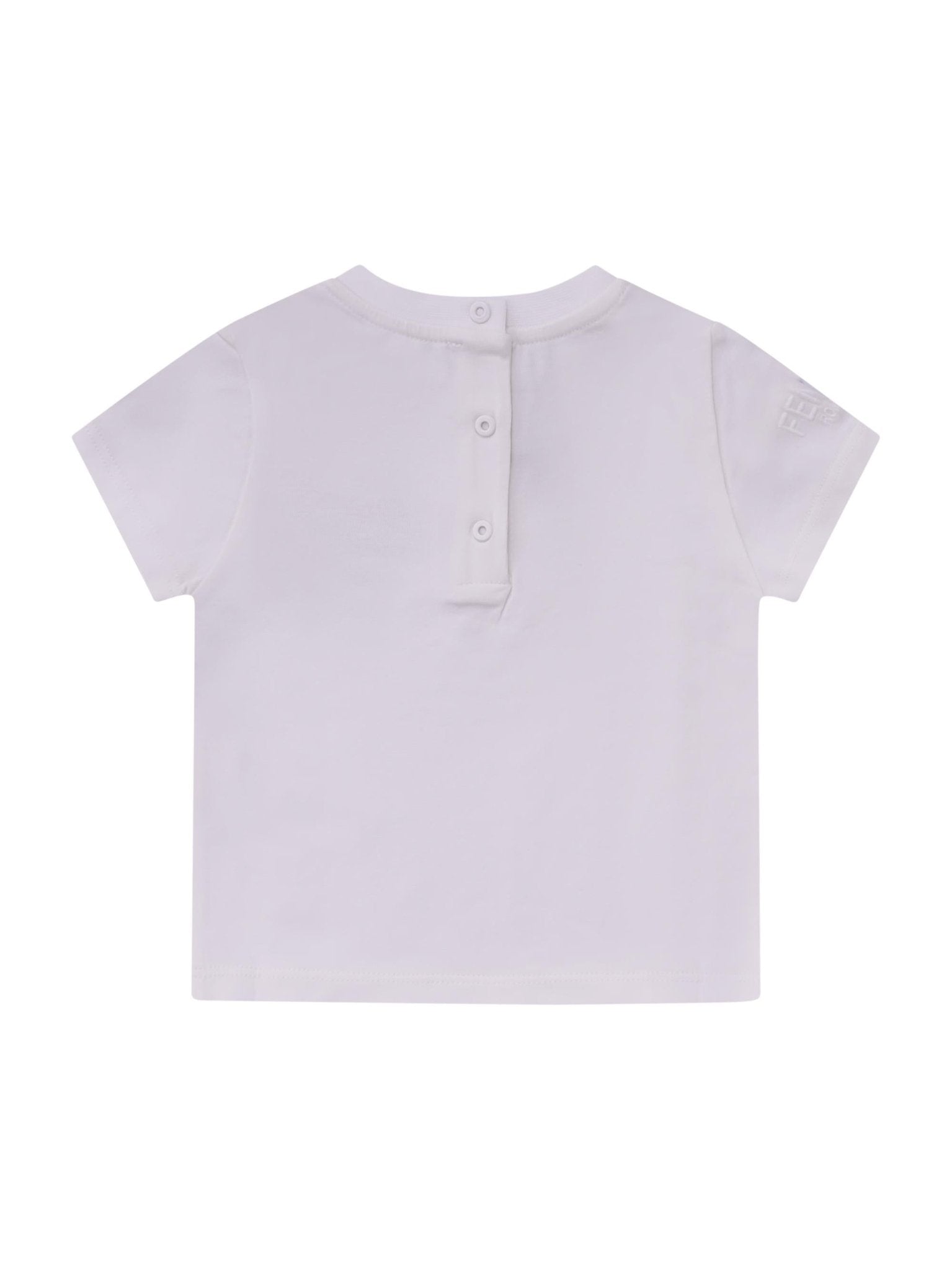T-shirt per neonata Fendi Kids bianca a maniche corte con grafica sul petto - Rubino Kids