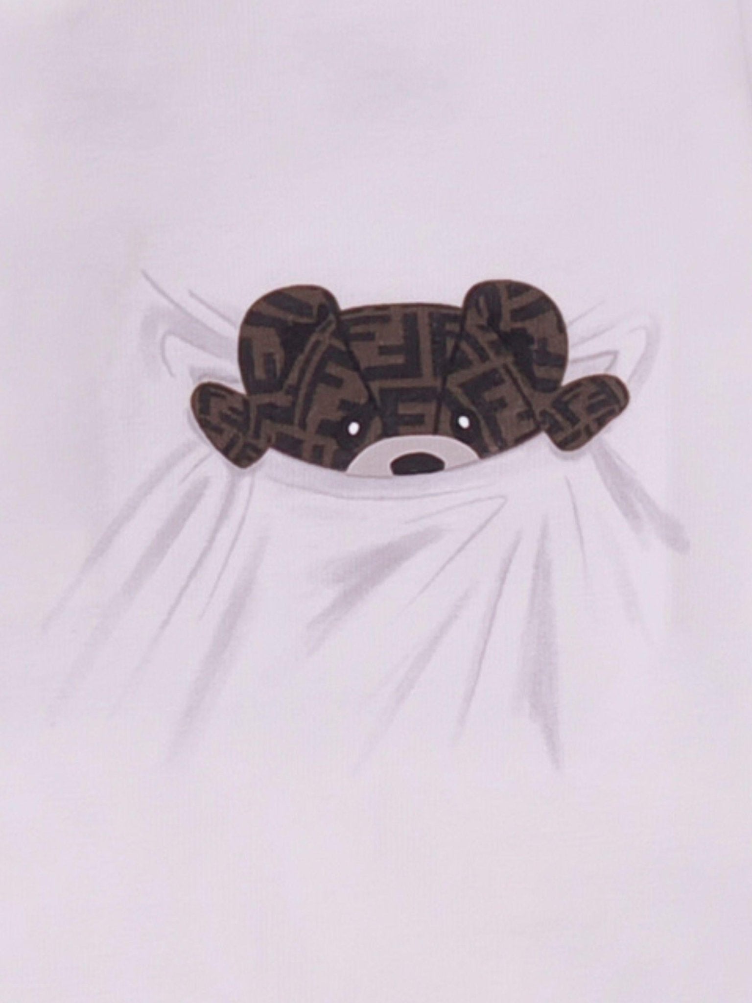 T-shirt per neonata Fendi Kids bianca a maniche corte con grafica sul petto - Rubino Kids