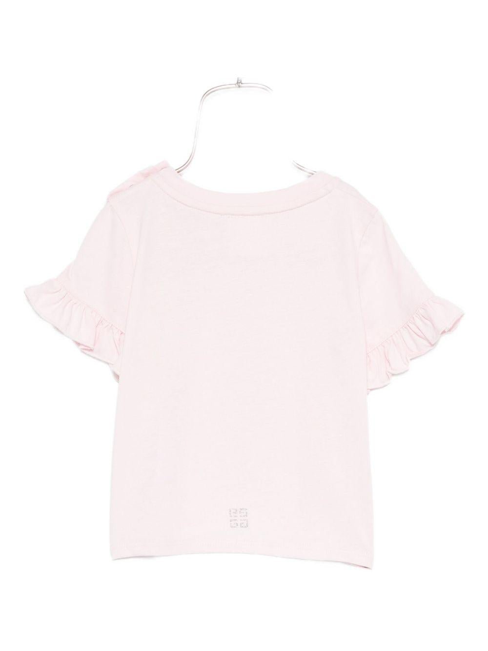 T-shirt per neonata Givenchy Kids rosa con maniche arricciate - Rubino Kids